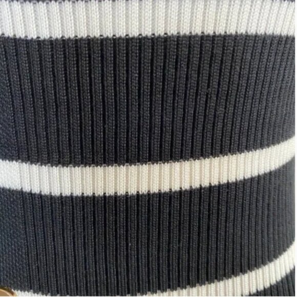 Nali Collection Black & White Striped Ribbed Midi Dress-S/M - Picture 4 of 9